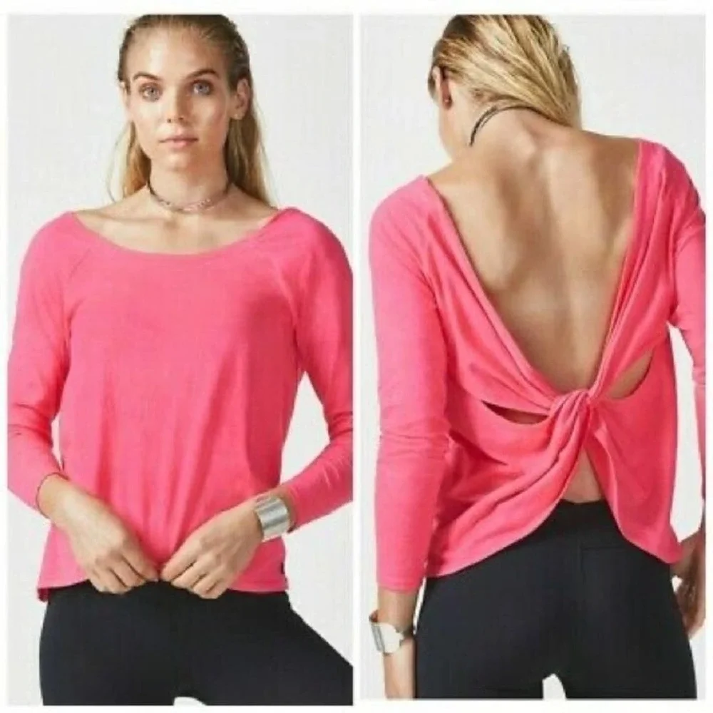 Fabletics aviana pink cross back top NWT